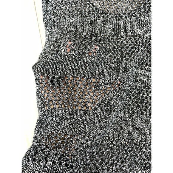 525 America Metallic Gray Long Sleeve Open Knit Sweater Womens Size Medium - Picture 4 of 6